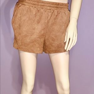 Vegan Camel Tone Suede Shorts/ (S)